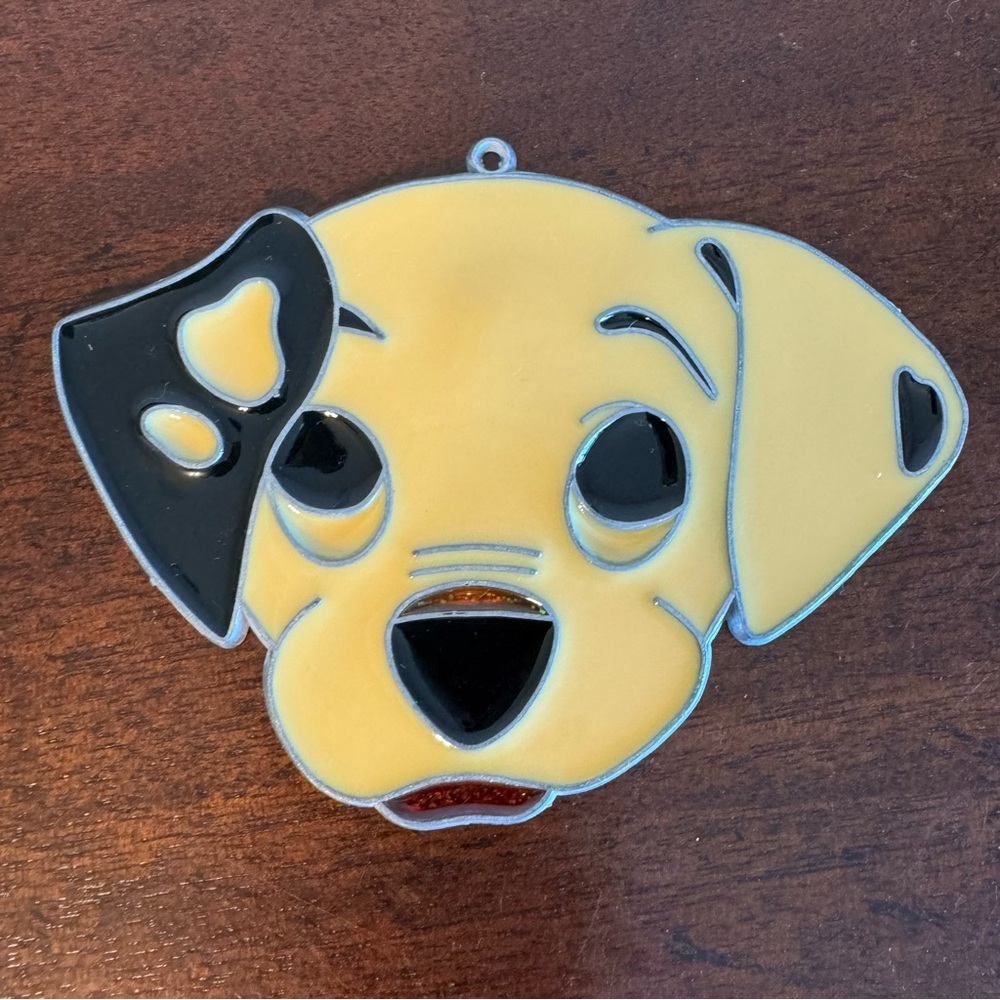 Vintage PUPPY BLACK EAR Stained Glass Window Sun Catchers
